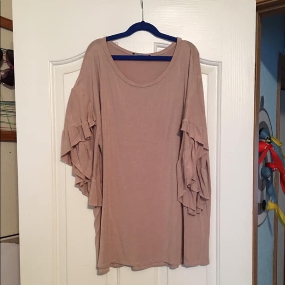 Cascading ruffled sleeve top